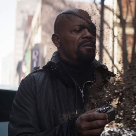 Nick Fury turning dust after Thanos' Snap